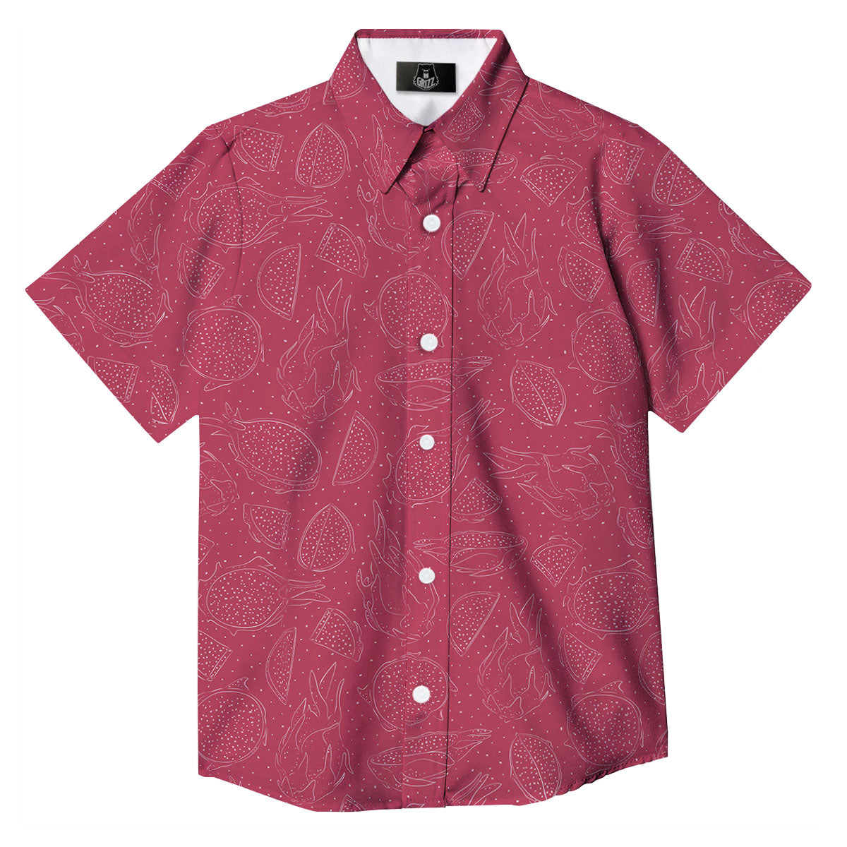 Dragon Fruit Hand Drawn Print Pattern Button Up Shirt-grizzshop