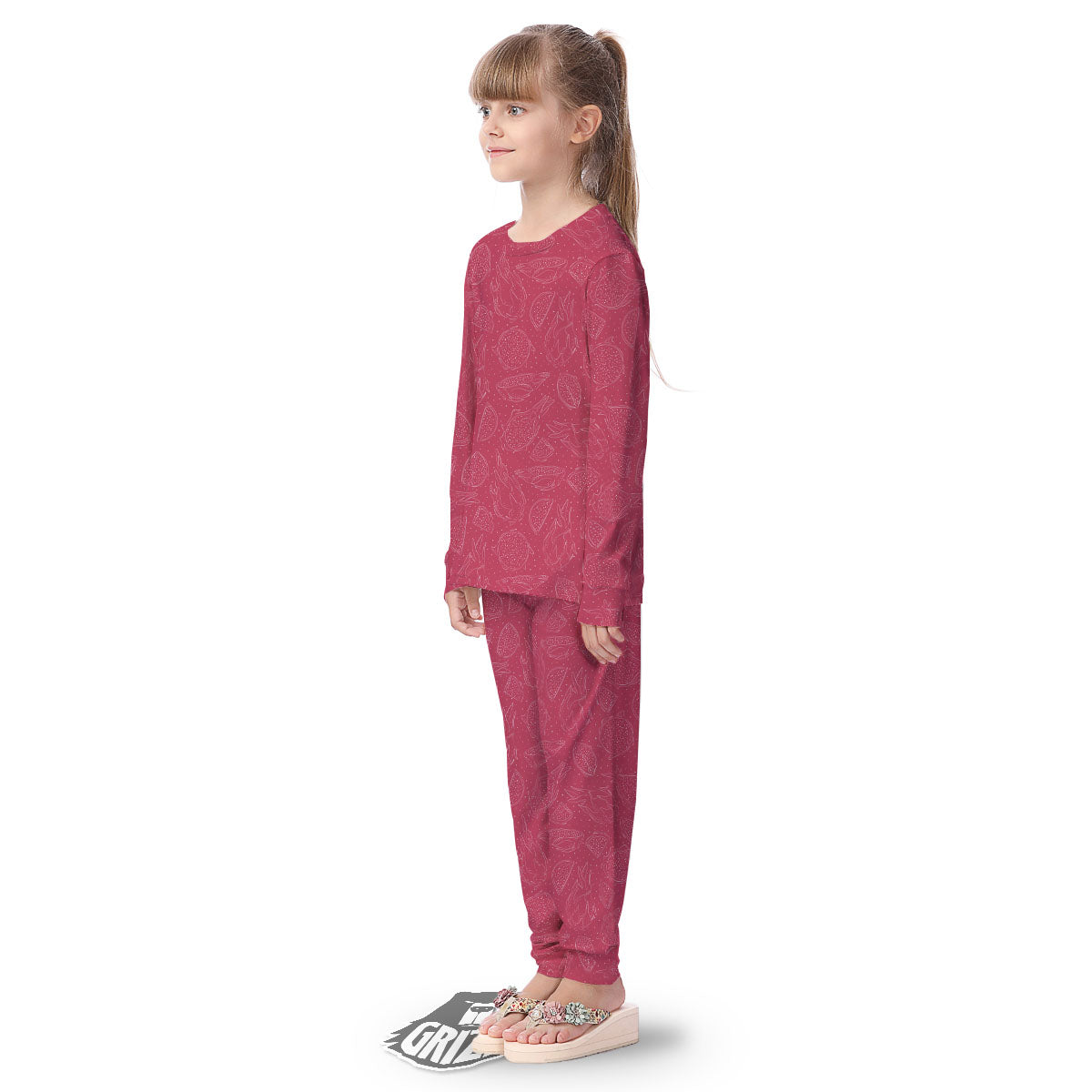 Dragon Fruit Hand Drawn Print Pattern Kid's Pajamas-grizzshop