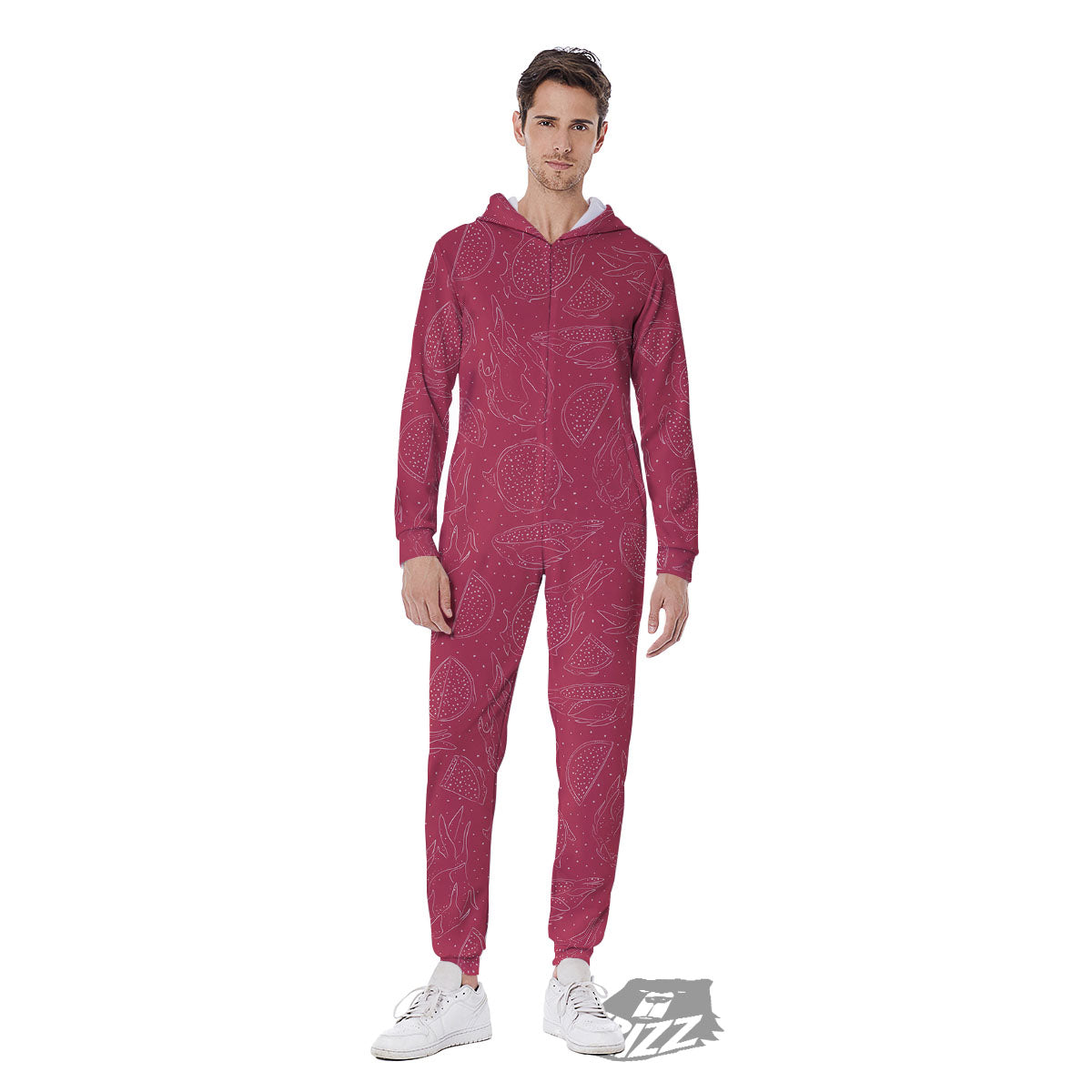 Dragon Fruit Hand Drawn Print Pattern Men's Jumpsuit-grizzshop