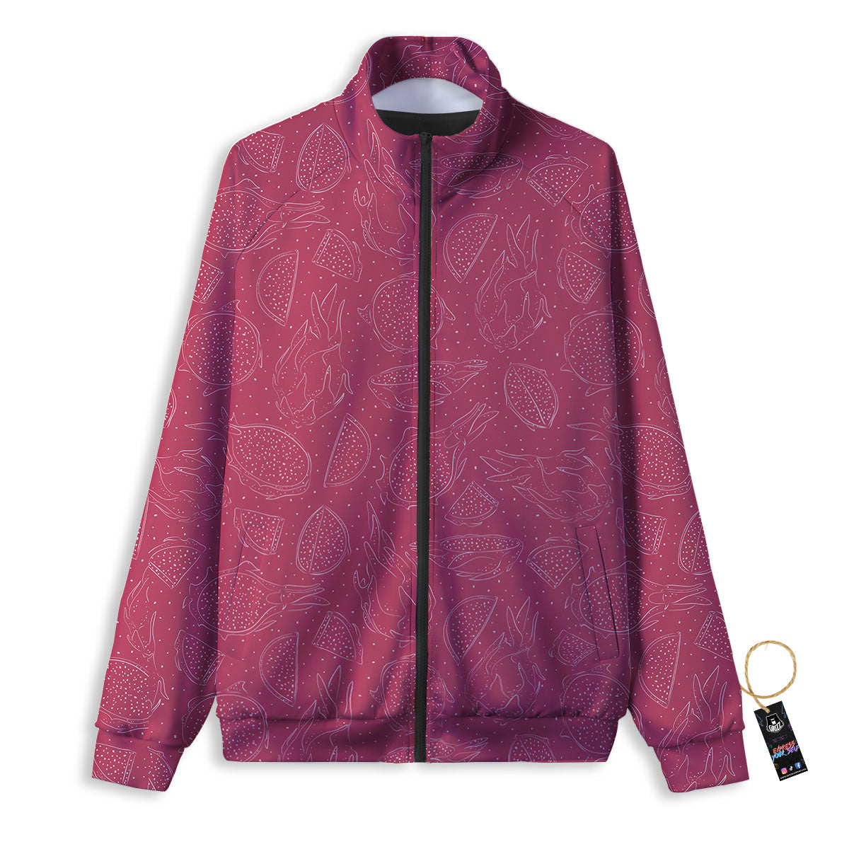 Dragon Fruit Hand Drawn Print Pattern Track Jacket-grizzshop