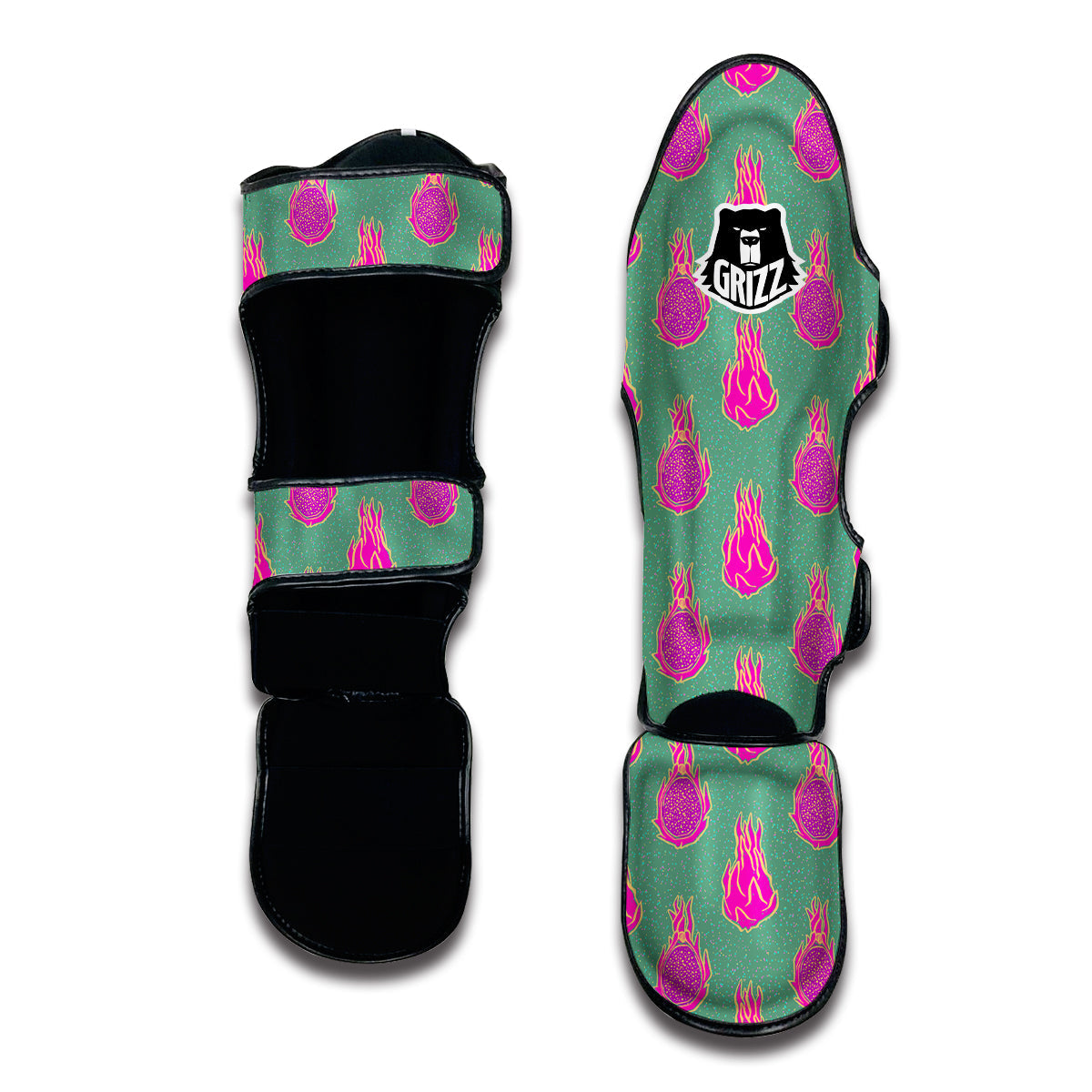 Dragon Fruit Hot Pink Print Pattern Muay Thai Shin Guards-grizzshop