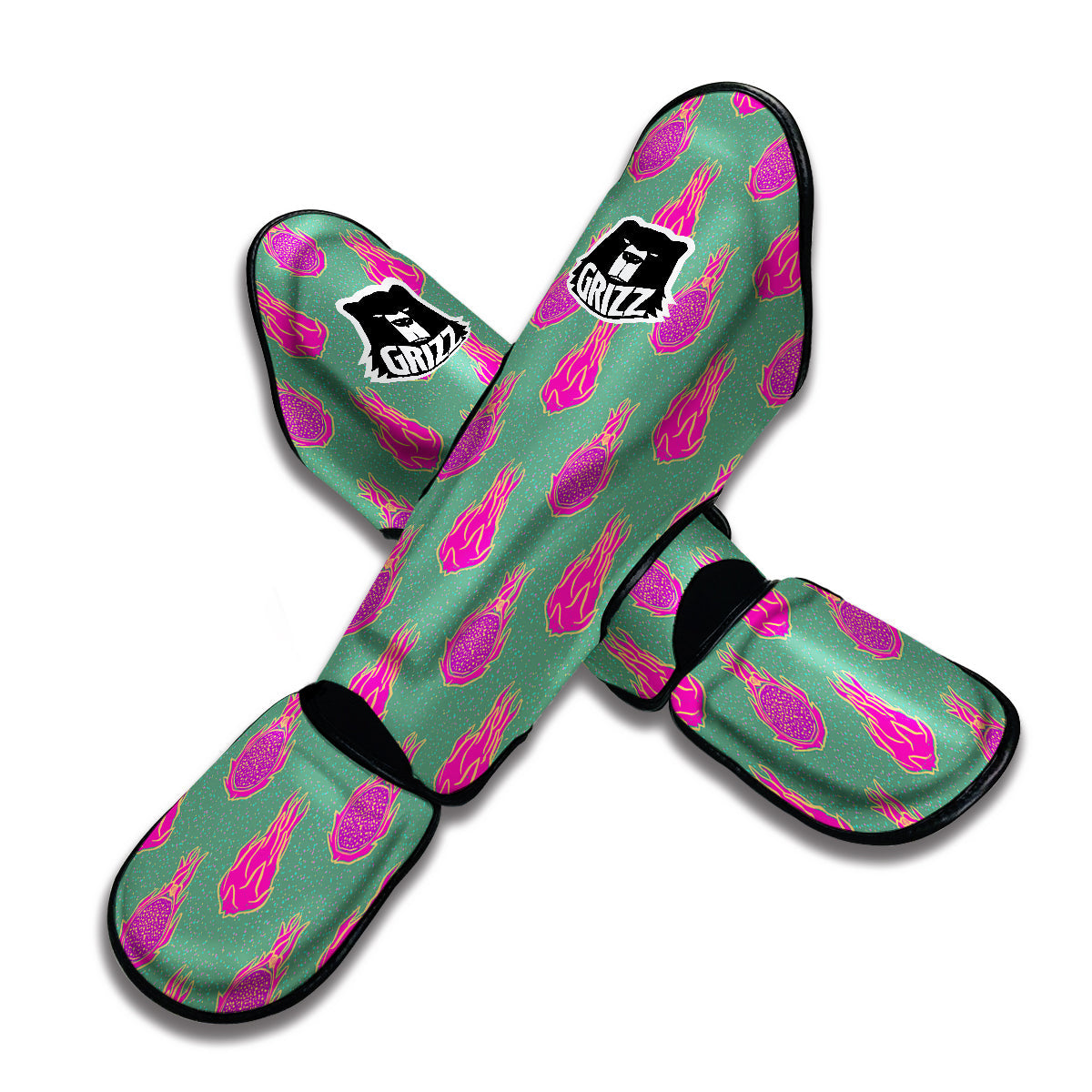 Dragon Fruit Hot Pink Print Pattern Muay Thai Shin Guards-grizzshop