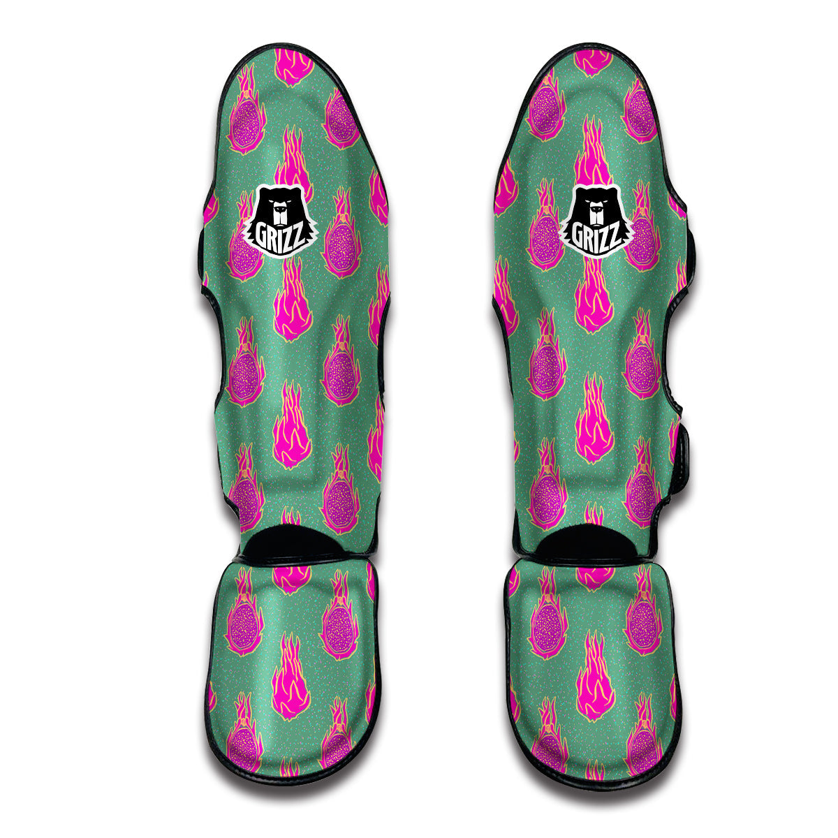 Dragon Fruit Hot Pink Print Pattern Muay Thai Shin Guards-grizzshop