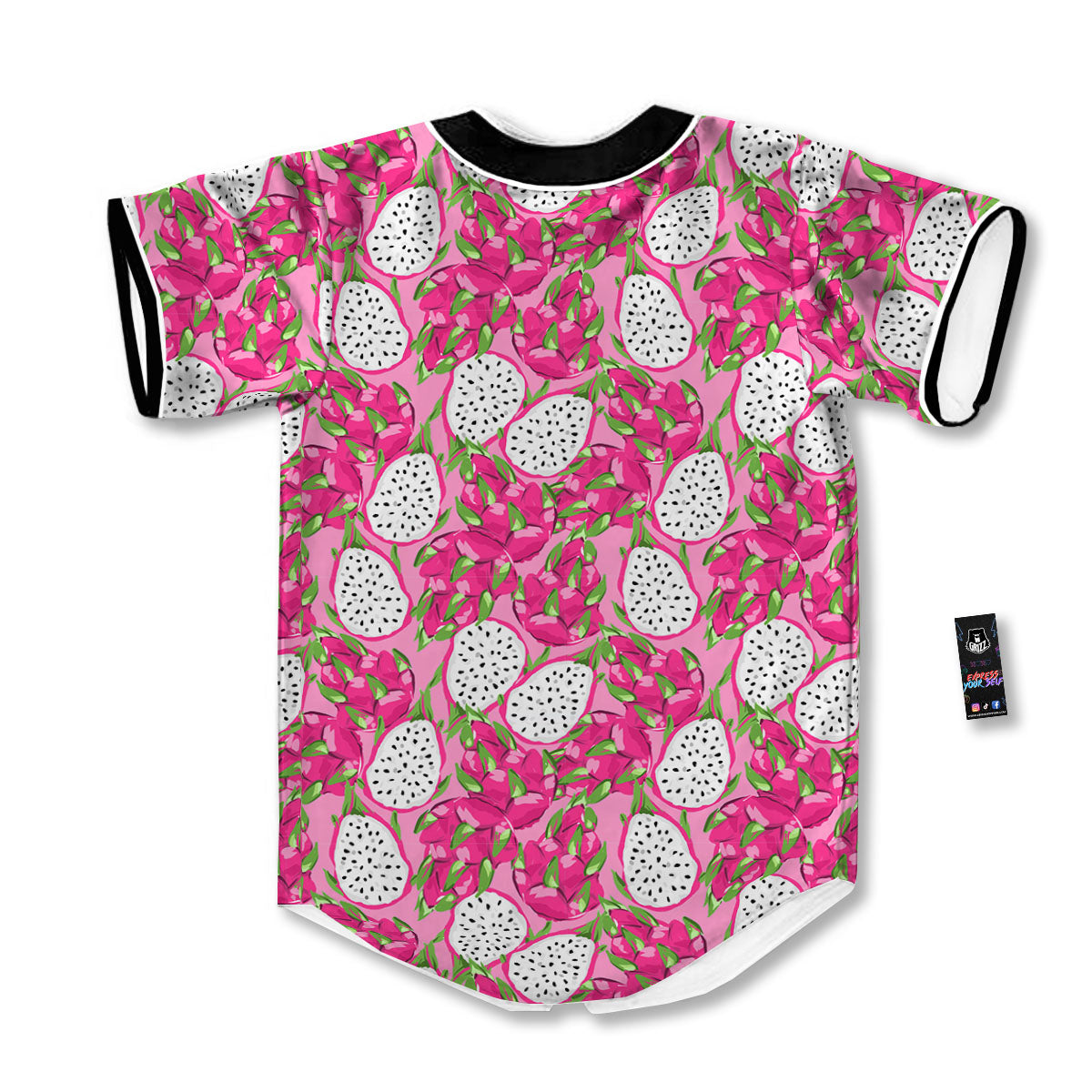 Dragon Fruit Print Pattern Baseball Jersey-grizzshop