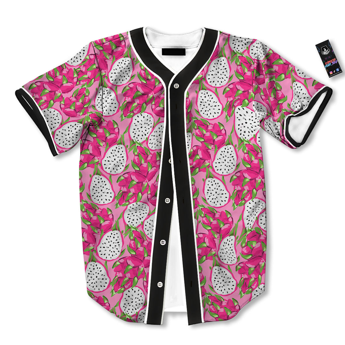 Dragon Fruit Print Pattern Baseball Jersey-grizzshop