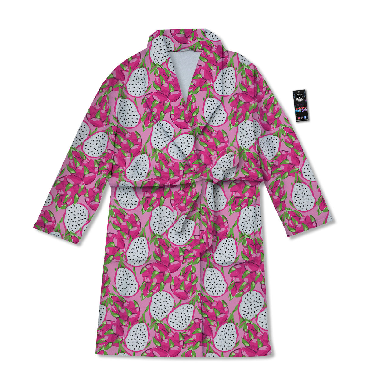 Dragon Fruit Print Pattern Bathrobe-grizzshop