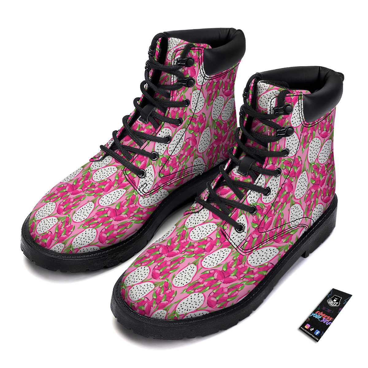 Dragon Fruit Print Pattern Boots-grizzshop