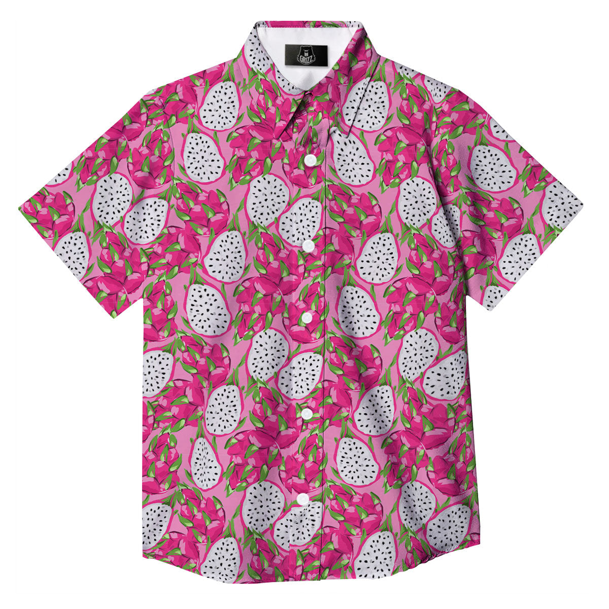 Dragon Fruit Print Pattern Button Up Shirt-grizzshop