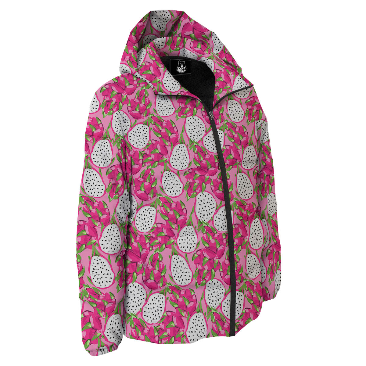 Dragon Fruit Print Pattern Down Jacket-grizzshop