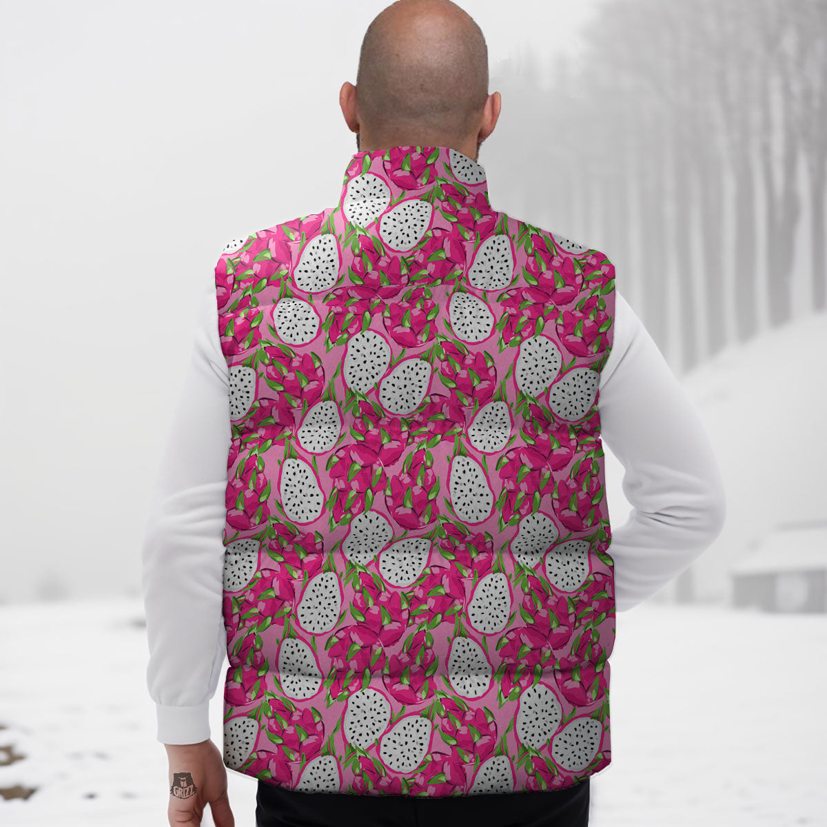 Dragon Fruit Print Pattern Down Vest