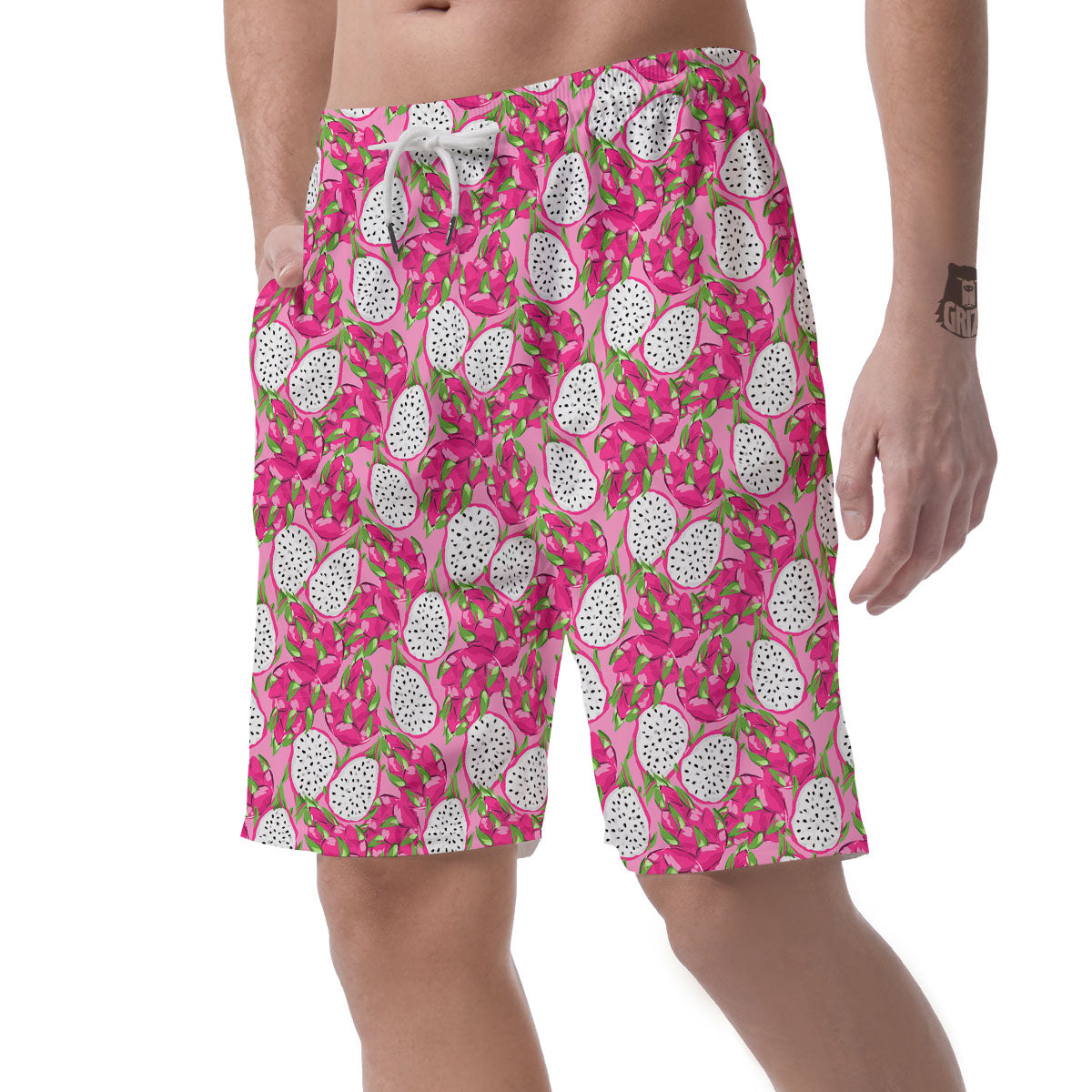 Dragon Fruit Print Pattern Men's Shorts-grizzshop