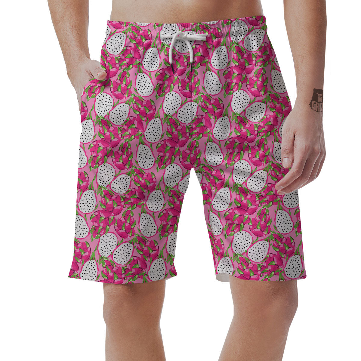 Dragon Fruit Print Pattern Men's Shorts-grizzshop