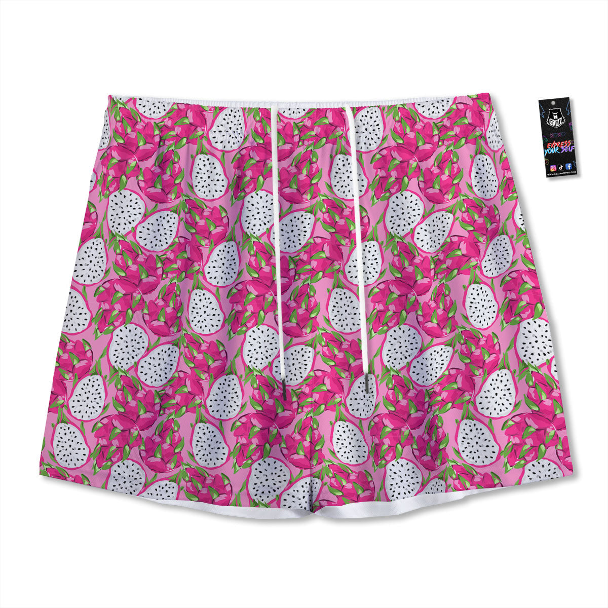 Dragon Fruit Print Pattern Mesh Shorts