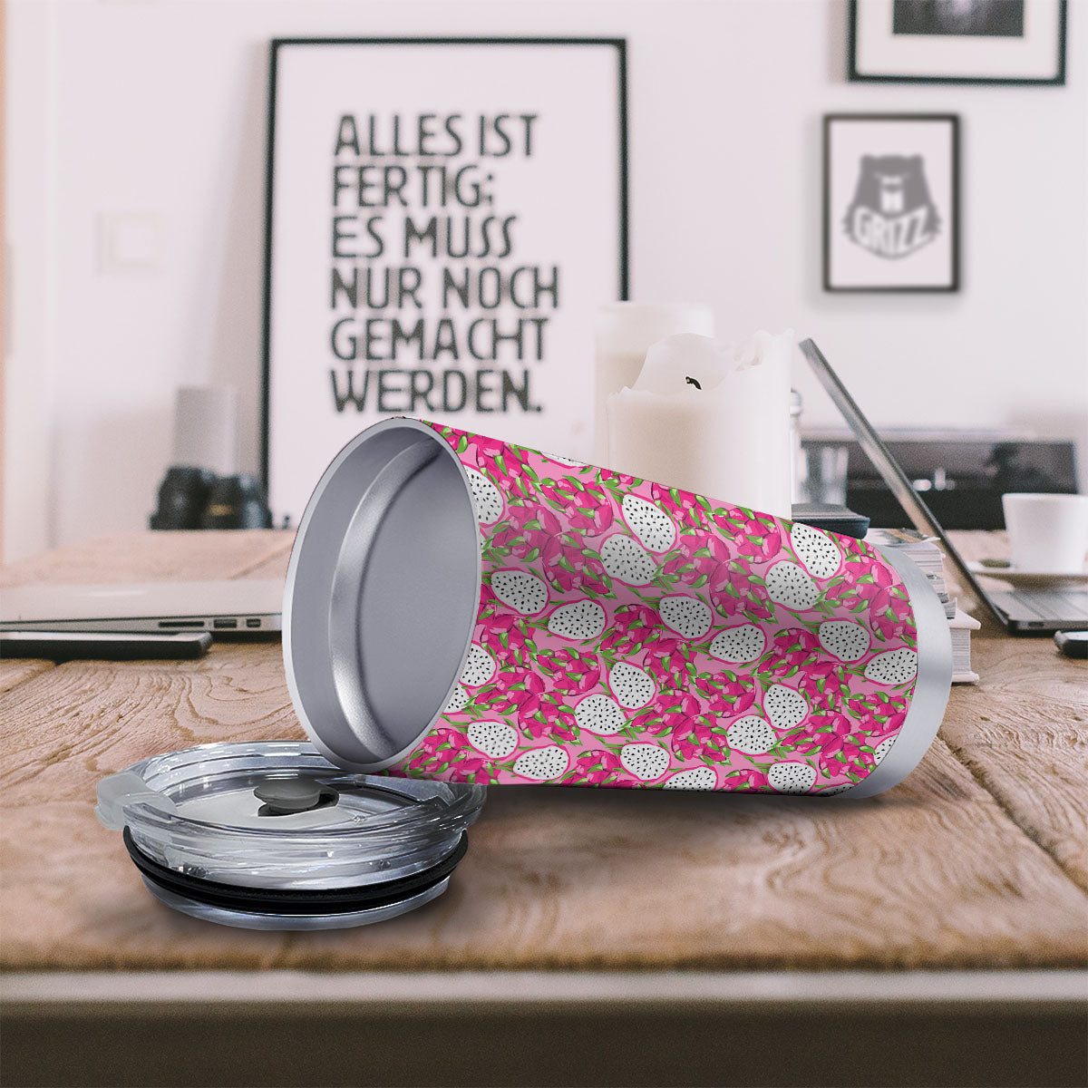 Dragon Fruit Print Pattern Tumbler-grizzshop