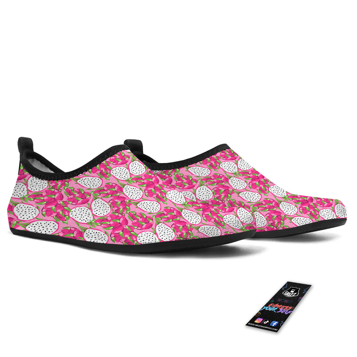 Dragon Fruit Print Pattern Water Shoes-grizzshop