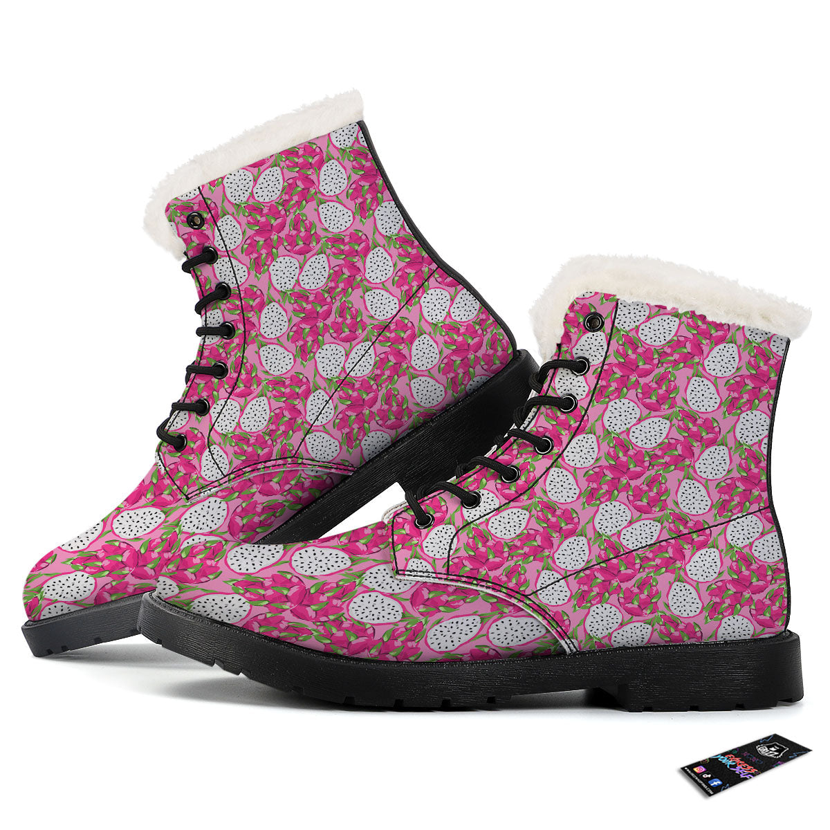 Dragon Fruit Print Pattern Winter Boots-grizzshop