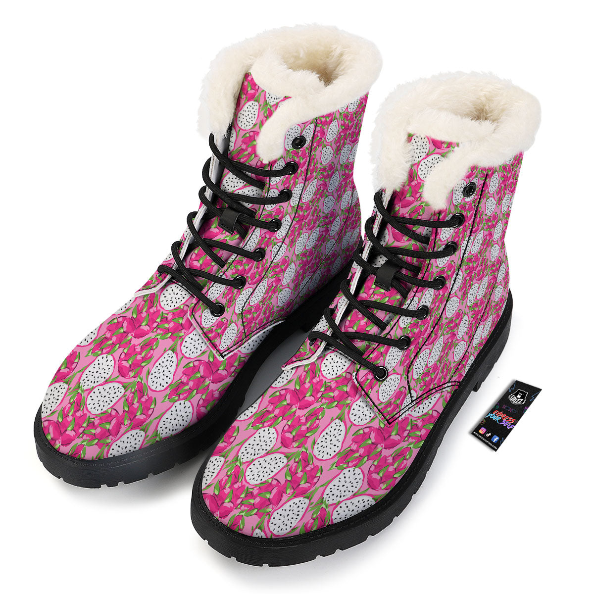 Dragon Fruit Print Pattern Winter Boots-grizzshop