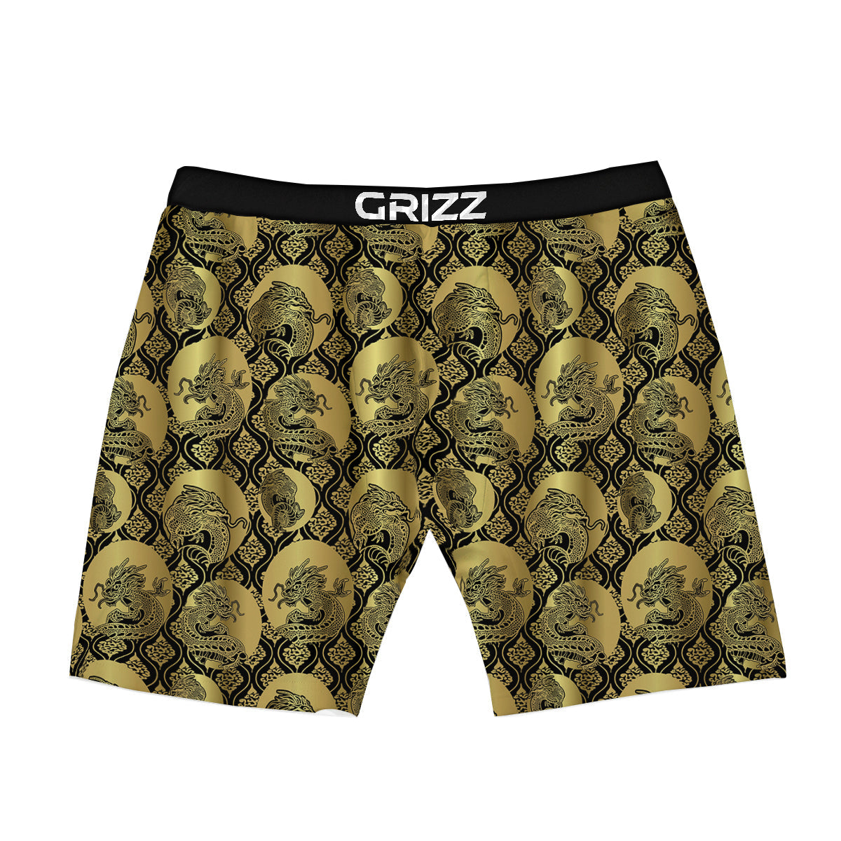 Dragon Gold And Black Print Pattern Boxer Briefs-grizzshop