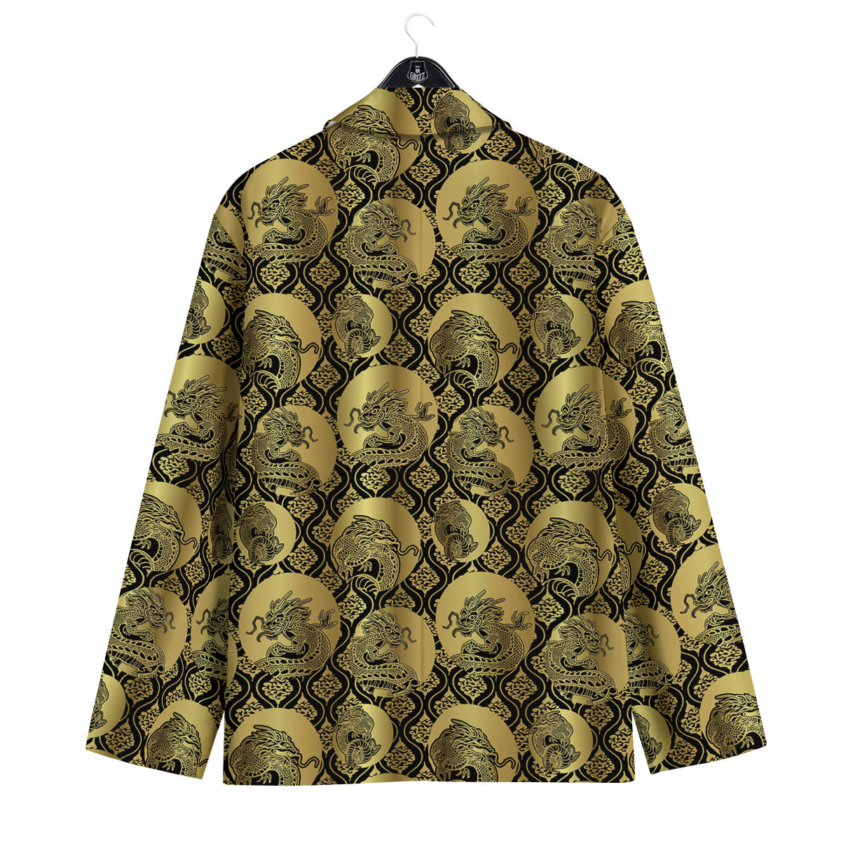Dragon Gold And Black Print Pattern Men's Sport Coat-grizzshop