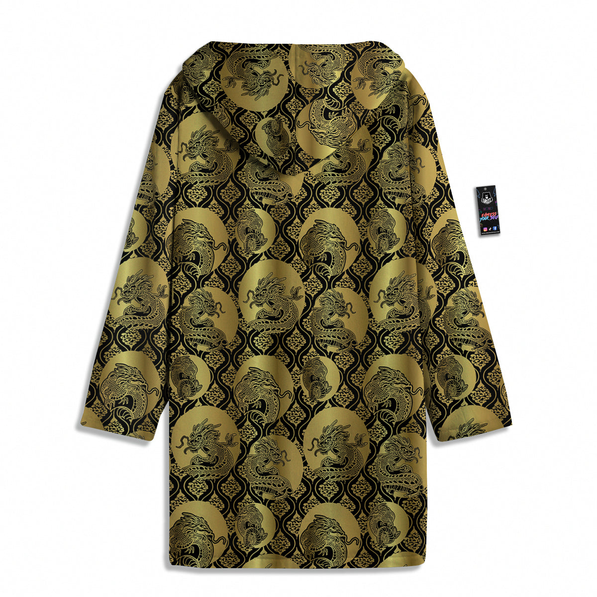 Dragon Gold And Black Print Pattern Men's Windbreaker Jacket-grizzshop