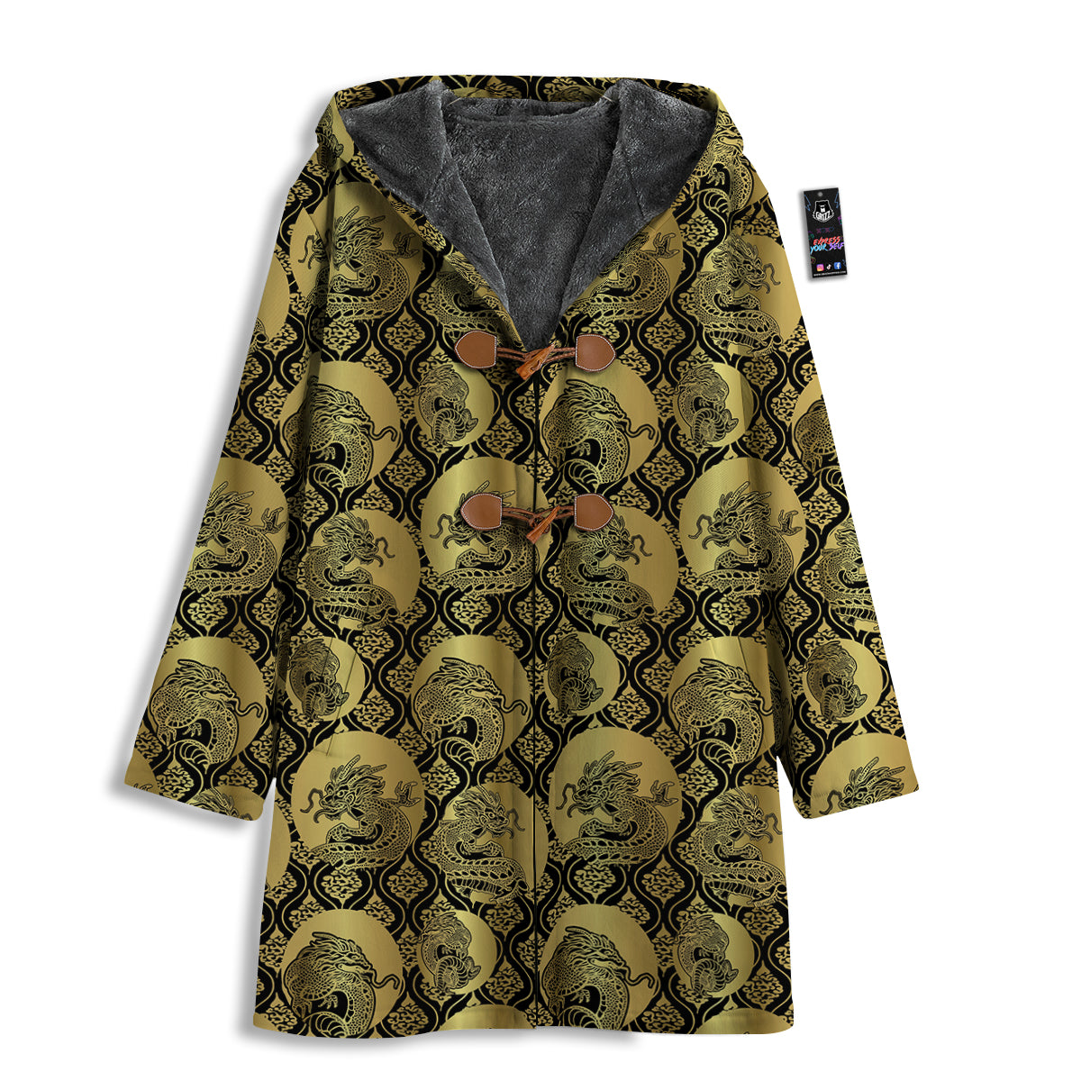 Dragon Gold And Black Print Pattern Men's Windbreaker Jacket-grizzshop