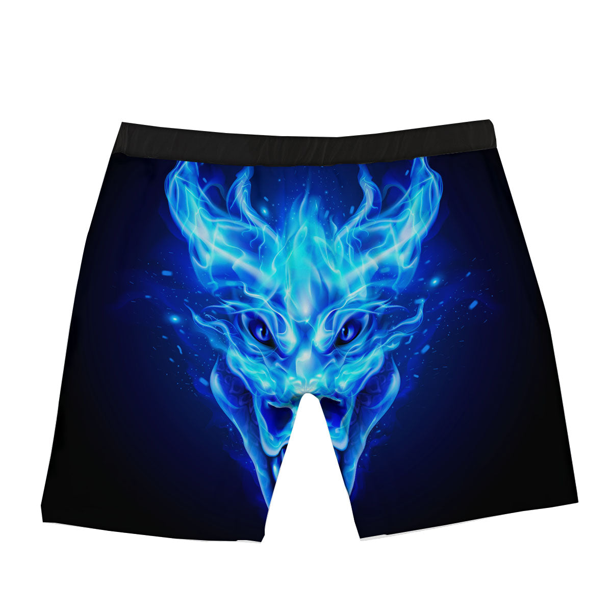 Dragon Head in Blue Flame Print Boxer Briefs-grizzshop