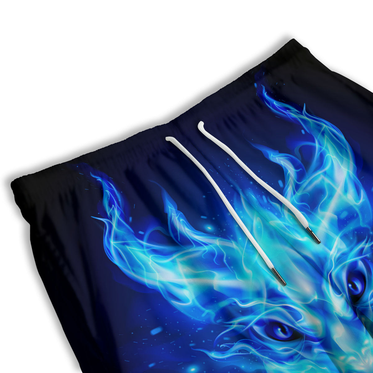 Dragon Head in Blue Flame Print Men's Athletic Shorts