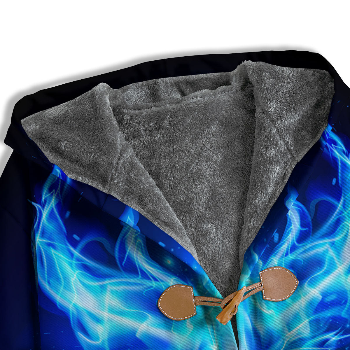 Dragon Head in Blue Flame Print Men's Windbreaker Jacket-grizzshop
