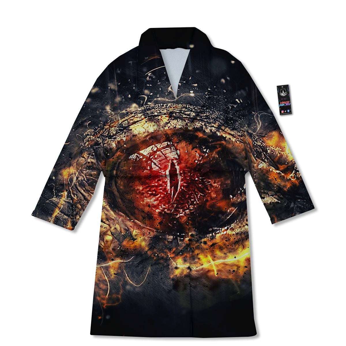 Dragon Red Eye Fire Print Bathrobe-grizzshop