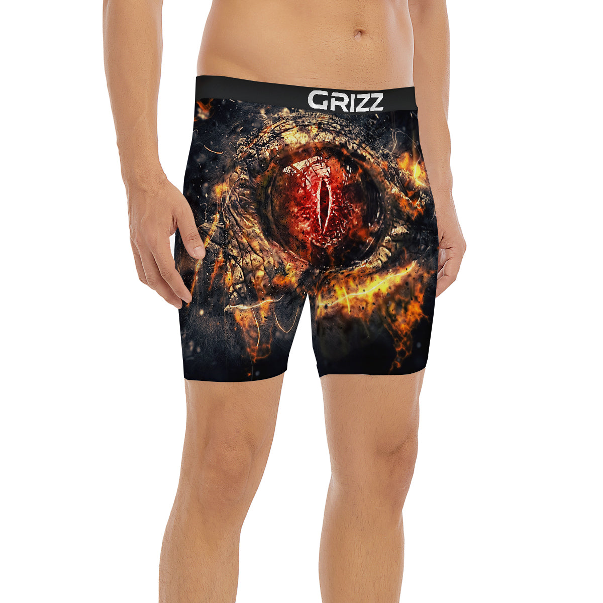 Dragon Red Eye Fire Print Boxer Briefs-grizzshop
