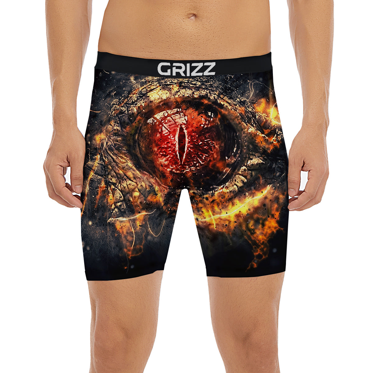 Dragon Red Eye Fire Print Boxer Briefs-grizzshop