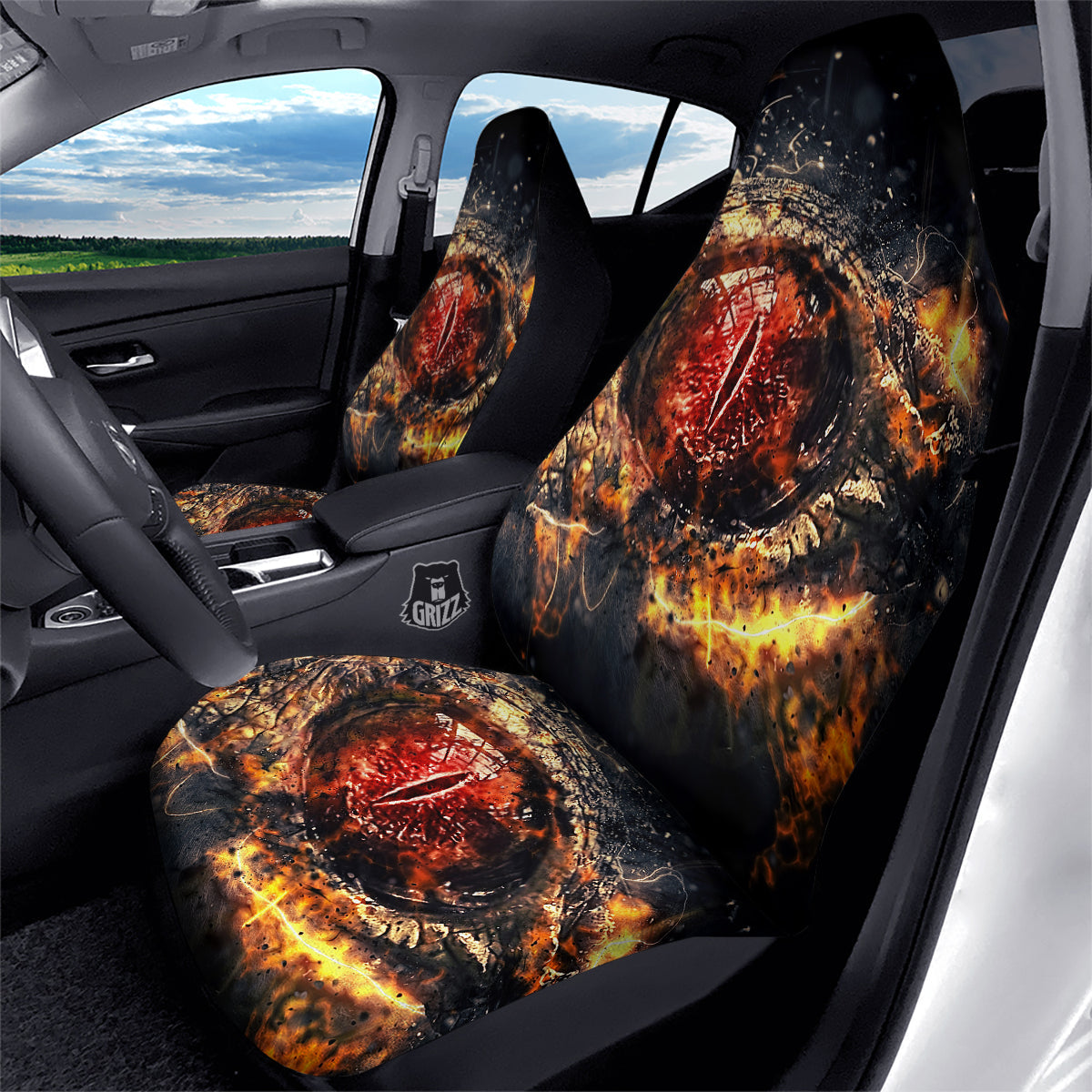 Dragon Red Eye Fire Print Car Seat Covers-grizzshop