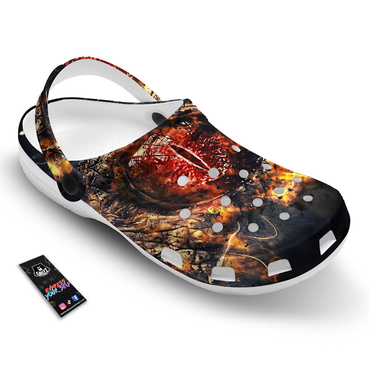 Dragon Red Eye Fire Print Clog-grizzshop