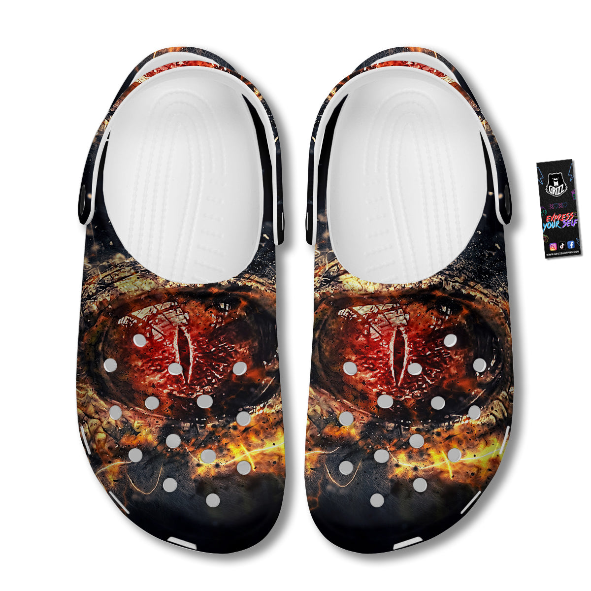 Dragon Red Eye Fire Print Clog-grizzshop