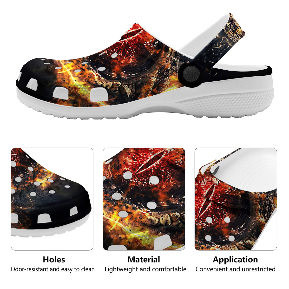 Dragon Red Eye Fire Print Clog-grizzshop