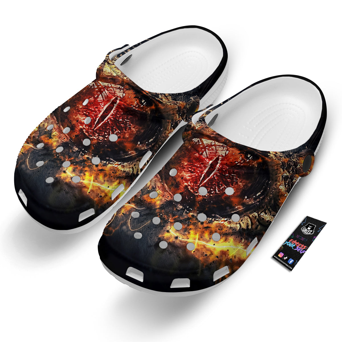 Dragon Red Eye Fire Print Clog-grizzshop