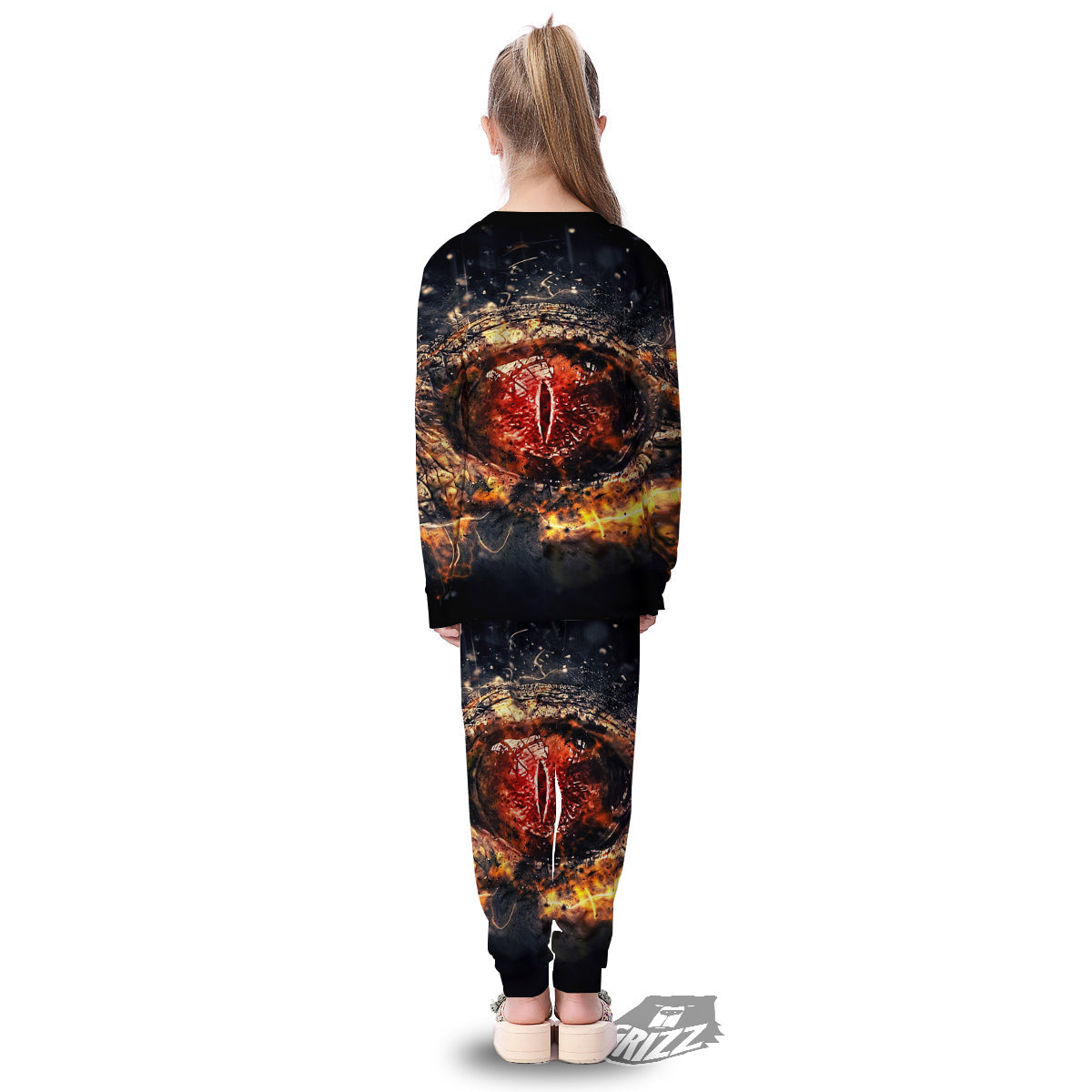 Dragon Red Eye Fire Print Kid's Pajamas-grizzshop