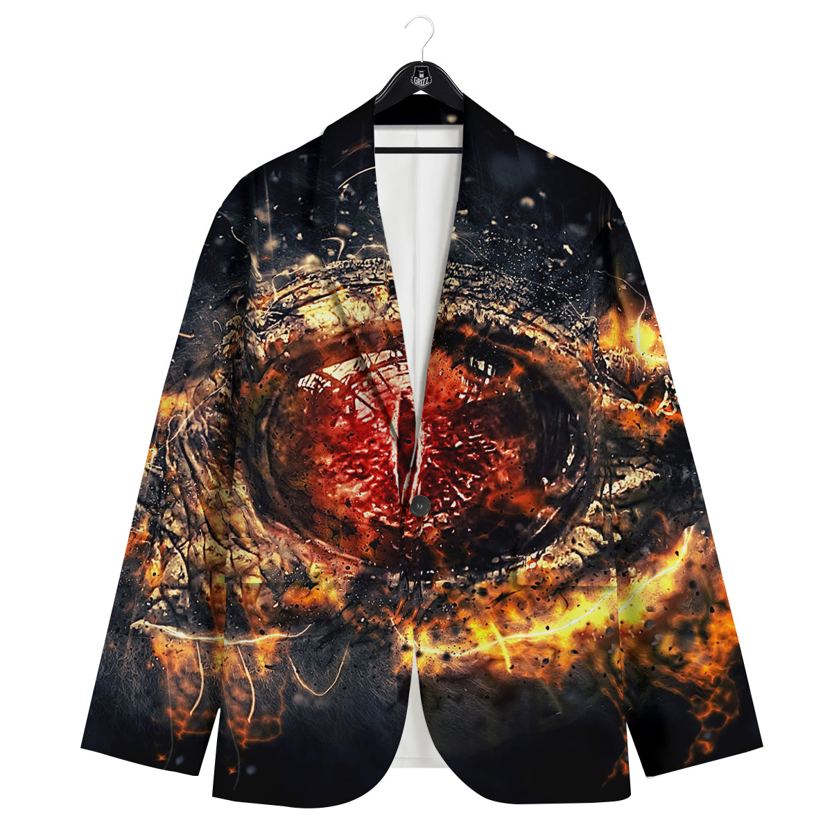 Dragon Red Eye Fire Print Men's Sport Coat-grizzshop