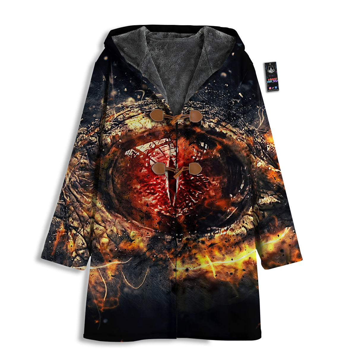 Dragon Red Eye Fire Print Men's Windbreaker Jacket-grizzshop