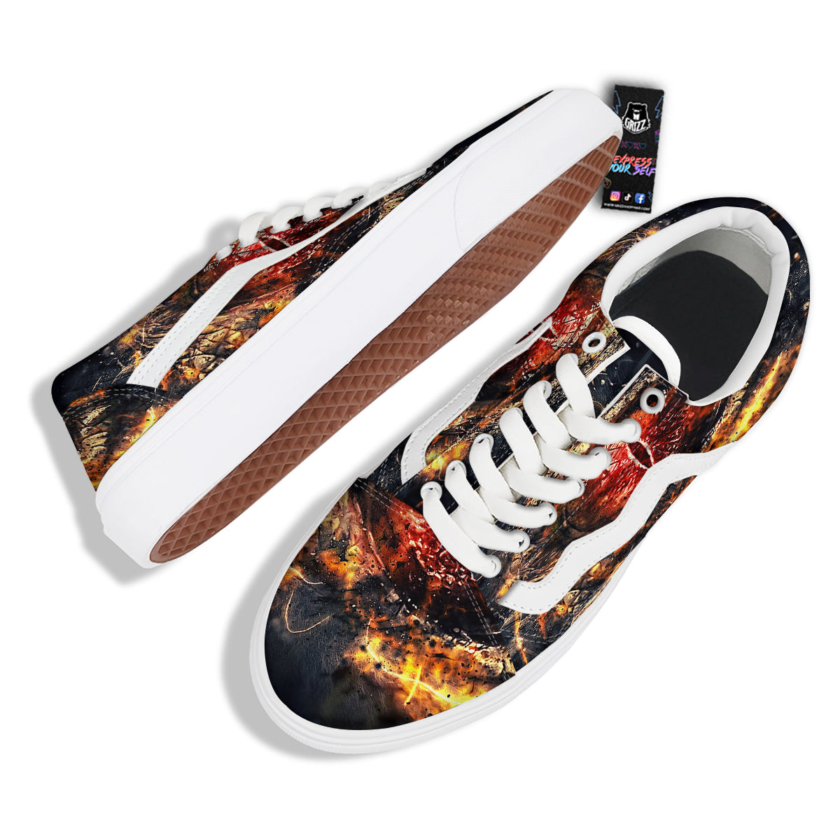 Dragon Red Eye Fire Print Skate Shoes-grizzshop