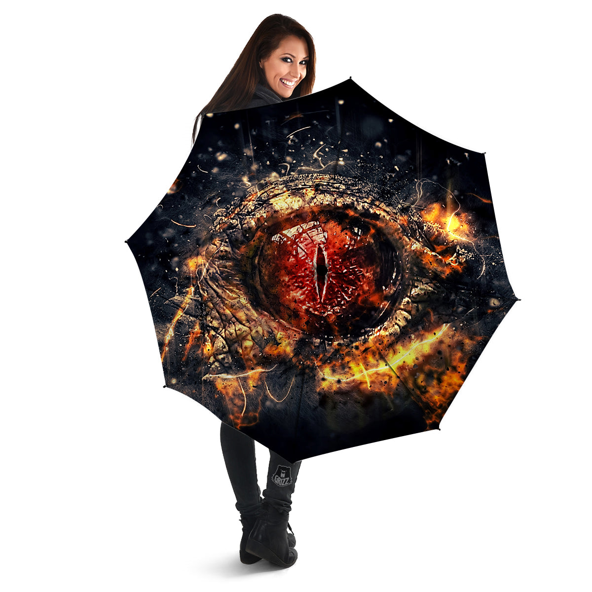 Dragon Red Eye Fire Print Umbrella-grizzshop