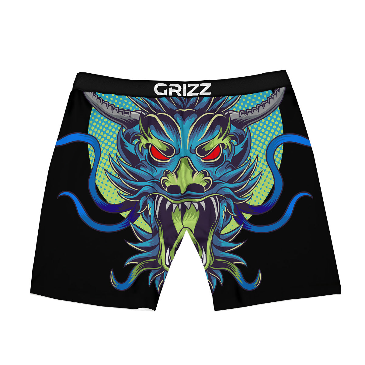 Dragon Tattoo Blue Japanese Print Boxer Briefs-grizzshop