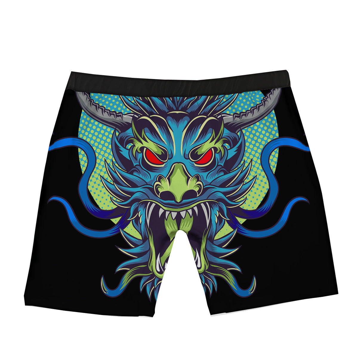 Dragon Tattoo Blue Japanese Print Boxer Briefs-grizzshop
