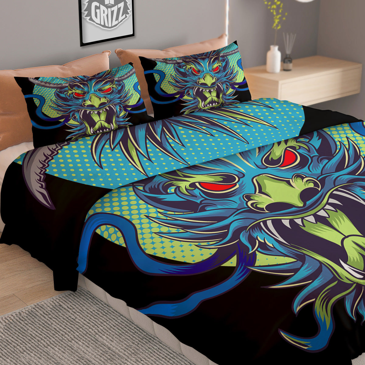 Feather Embroidery Peacock Print Duvet Cover Bedding Set