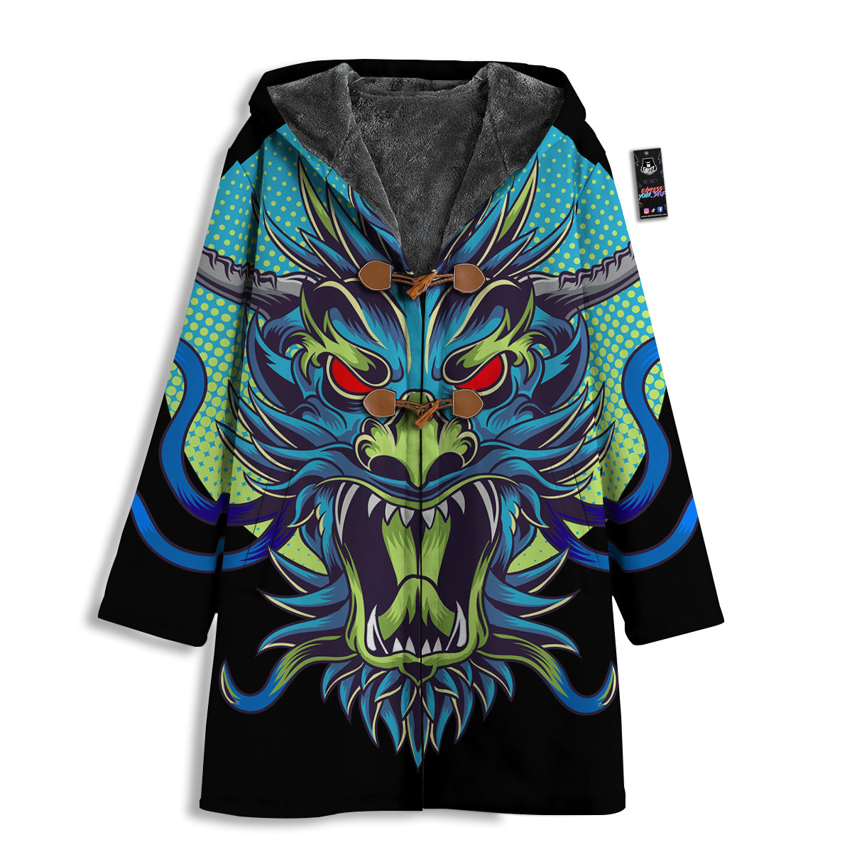 Dragon Tattoo Blue Japanese Print Men's Windbreaker Jacket-grizzshop