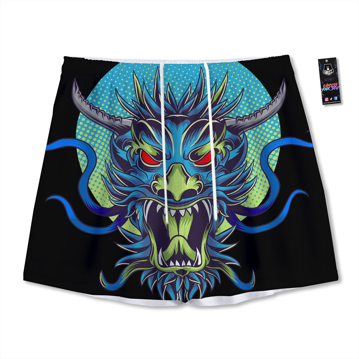 Feather Embroidery Peacock Print Mesh Shorts