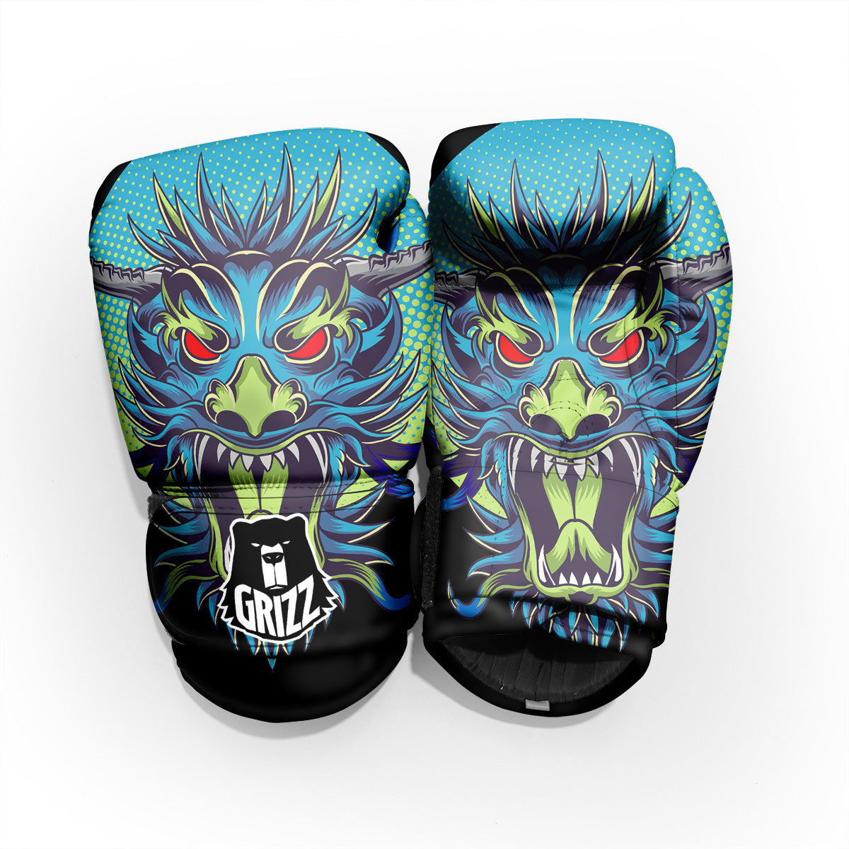 Dragon Tattoo Blue Japanese Print Pro Boxing Glove