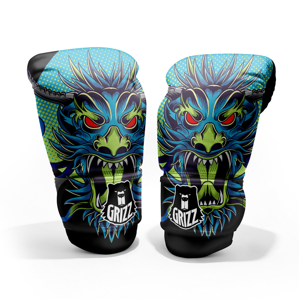 Dragon Tattoo Blue Japanese Print Pro Boxing Glove