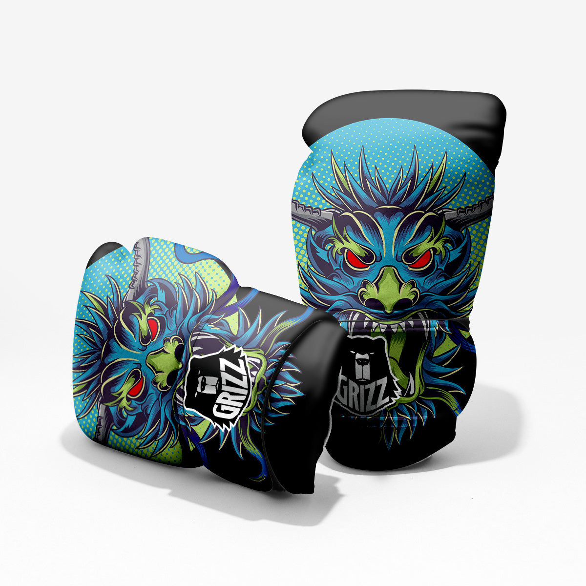 Dragon Tattoo Blue Japanese Print Pro Boxing Glove