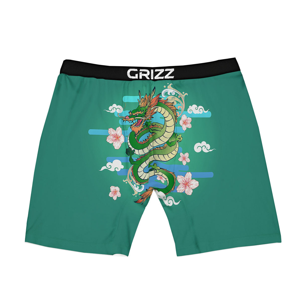 Dragon Tattoo Green Japanese Print Boxer Briefs-grizzshop